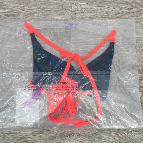 NWT- AGENT PROVOCATEUR Eleena Blue and Melon Triangle Swimsuit Bikini Top - XS - Picture 6 of 6